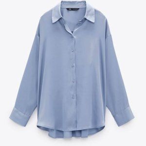 Zara Blue Satin Effect Blouse